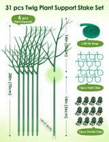 NiHome 28" Plant Support Stakes Set of 6 for Indoor & Outdoor Garden