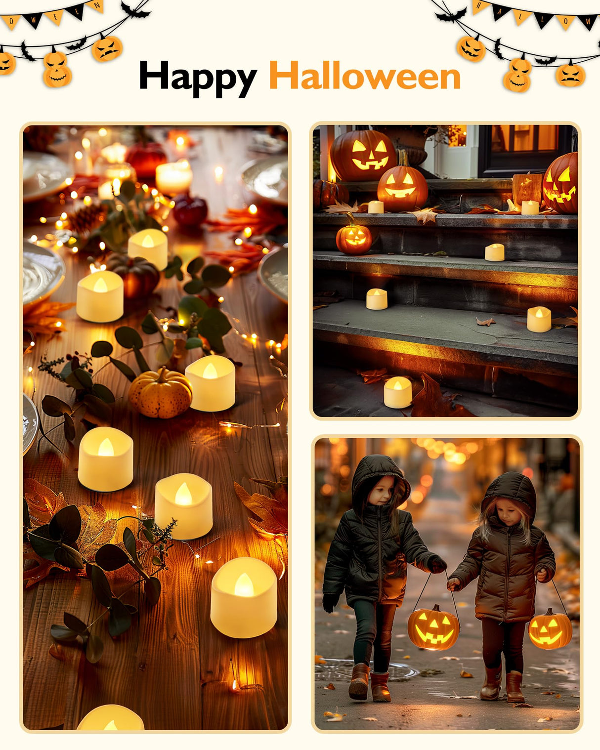 Homemory 48-Pack Novelty Flickering Flameless Tea Lights Candles, 200+Hours Battery-Operated LED Fake Candles for Wedding Table Centerpieces,Proposal,Anniversary, Ivory Base, Ø1.5'' × H1.3''