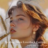 YZSFMZGE Daisy Earrings 925 Sterling Silver Leverback Drop Dangle Earrings for Women 18K White Gold Plated Hypoallergenic Cubic Zircon Daisy Flower Earrings Jewelry Gifts for Sensitive Ears (Yellow Gold)