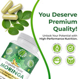 Organic Veda Moringa Leaf Powder Capsules, 1000mg, 360 Count - True Green Native Organic Moringa Oleifera, Premium Strength Nutrient Dense 100% Pure Leaves - Energy, Sleep & Immunity Support - Vegan