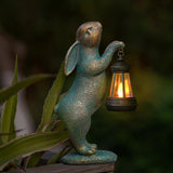 MININOVA Garden Statues Rabbit with Solar Lantern Outdoor Bunny Figurines Decorations for Patio Yard Lawn Ornaments Gifts for Birthday Easter Housewarming Christmas