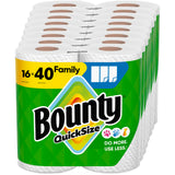 Bounty Paper Towels Quick Size, White, 16 Family Rolls = 40 Regular Rolls (Packaging May Vary)