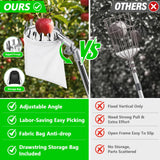 Dreamtop Fruit Picker Pole with Rotatable Basket Telescoping - 13 FT Adjustable Pole with Soft Bag, Lightweight Stainless Steel Fruit Picking Tool for Cherry, Apple, Mango, Orange, Avocado Tree Picker