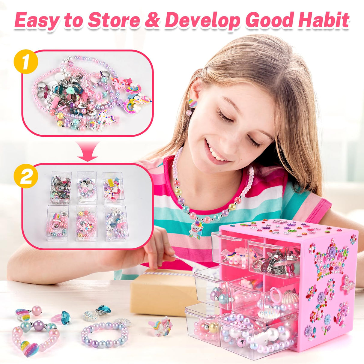 Faburo 42PCS Jewelry Toys for Girls, Unicorn Mermaid Princess Toys- Rings