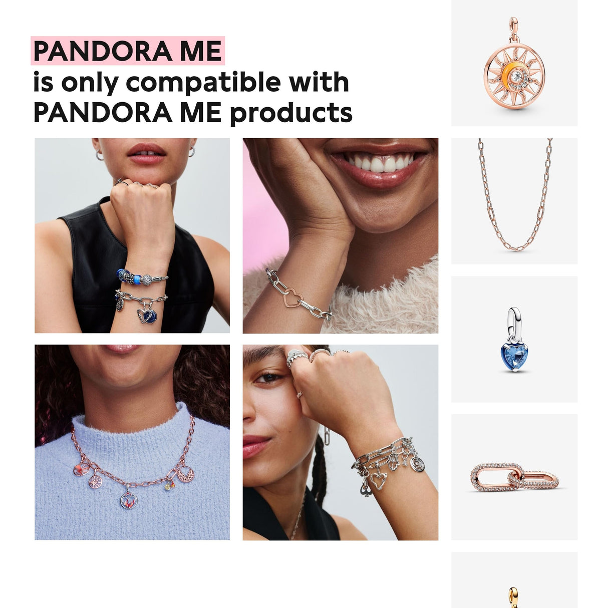 PANDORA ME Link Chain Bracelet - Bracelet for Women - Compatible with ME Charms - Features 2 Connectors - Gift for Her - Sterling Silver - with Gift Box - 7.9"