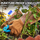 Vgo... Men's Extra-Long Leather Gardening Gloves, Gauntlet with Adjustable Cuff, Puncture & Thorn Proof, Touchscreen (SL6592)