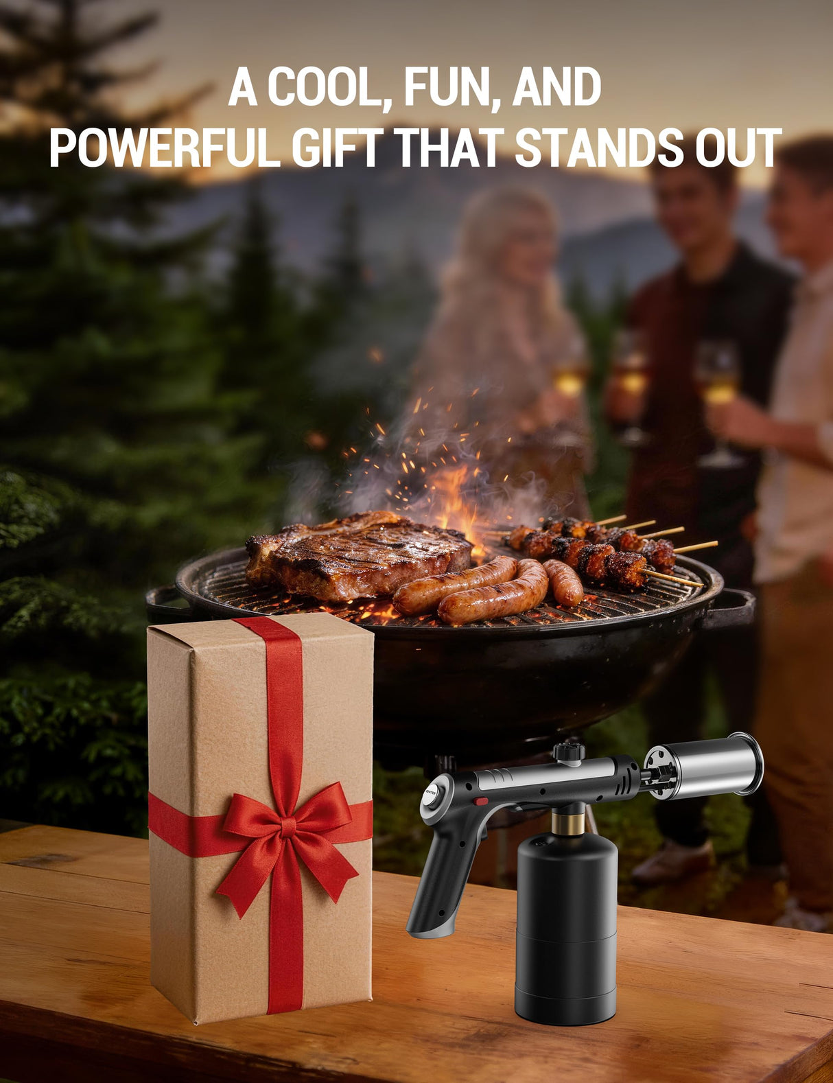 ThermoMaven Propane Torch with One-Touch Max Fire, Cooking Blow Torch Gun with a Safety Lock, Charcoal Lighter, Flame Thrower, Kitchen Food Torch Head for Grill, Sous Vide, BBQ (Tank Not Included)