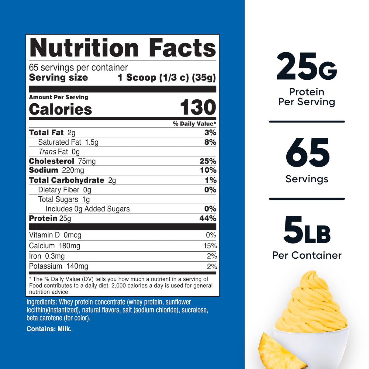 Nutricost Whey Protein Powder Pineapple (5 LBS) - Gluten-Free, GMO-Free, from Whey Protein Concentrate