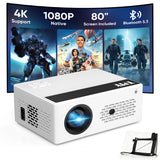 TMY Native 1080P Mini Portable Projector, 2-way Bluetooth, with 80in Screen