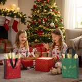 STYPOP 32 Pack 10" Christmas Gift Bags Medium Size with Tissue Paper, Reusable Non-Woven Christmas Tote Bags with Handles, Perfect for Holiday Gift Wrap/Party Favor Supplies, 10.2" × 8.3" × 4"