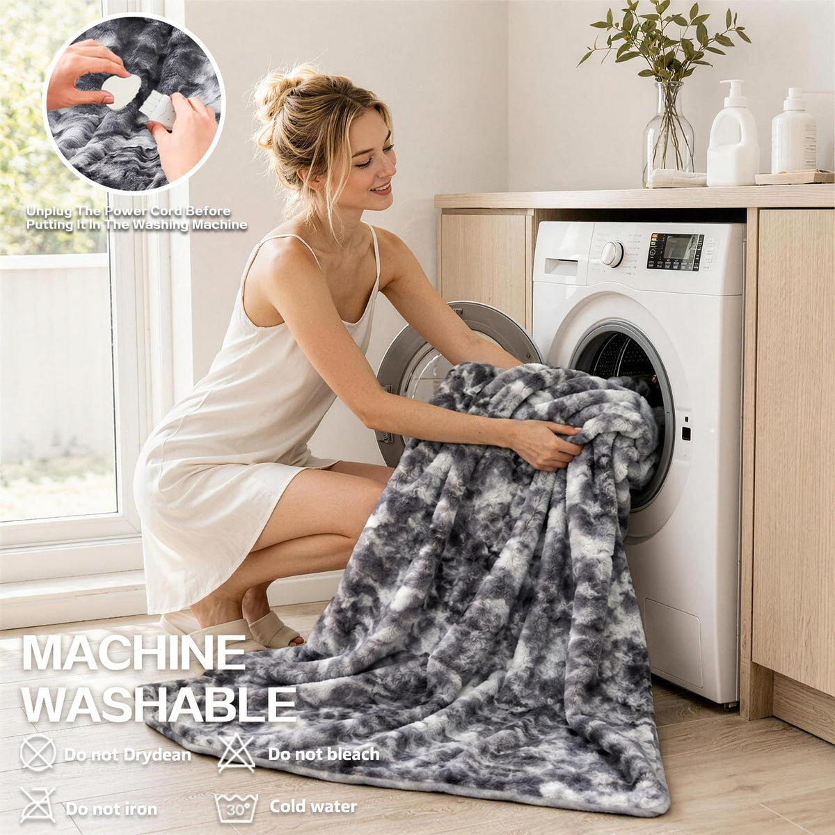 Electric Heated Blanket Throw Size 50"x60", Soft Sherpa Faux Fur Heating Blanket with 10 Adjustable Heat Settings, Fast Heating, 1-8 Hour Timer Auto Shut Off & Overheat Protection & Machine Washable