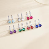 FANCIME 925 Sterling Silver Dangle Earrings Leverback Clasp 6.5mm Ruby Earrings July Birthstone Jewelry Gift for Women Mom Wife Her