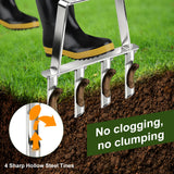 Qdreclod Core Aerator Lawn Tool Manual Lawn Aerator Tool with 4 Hollow Tines Non-Clogging Heavy Duty Plug Aerator for Soil Loosening Lawn Aeration, Revives Lawn Health,Garden Tool