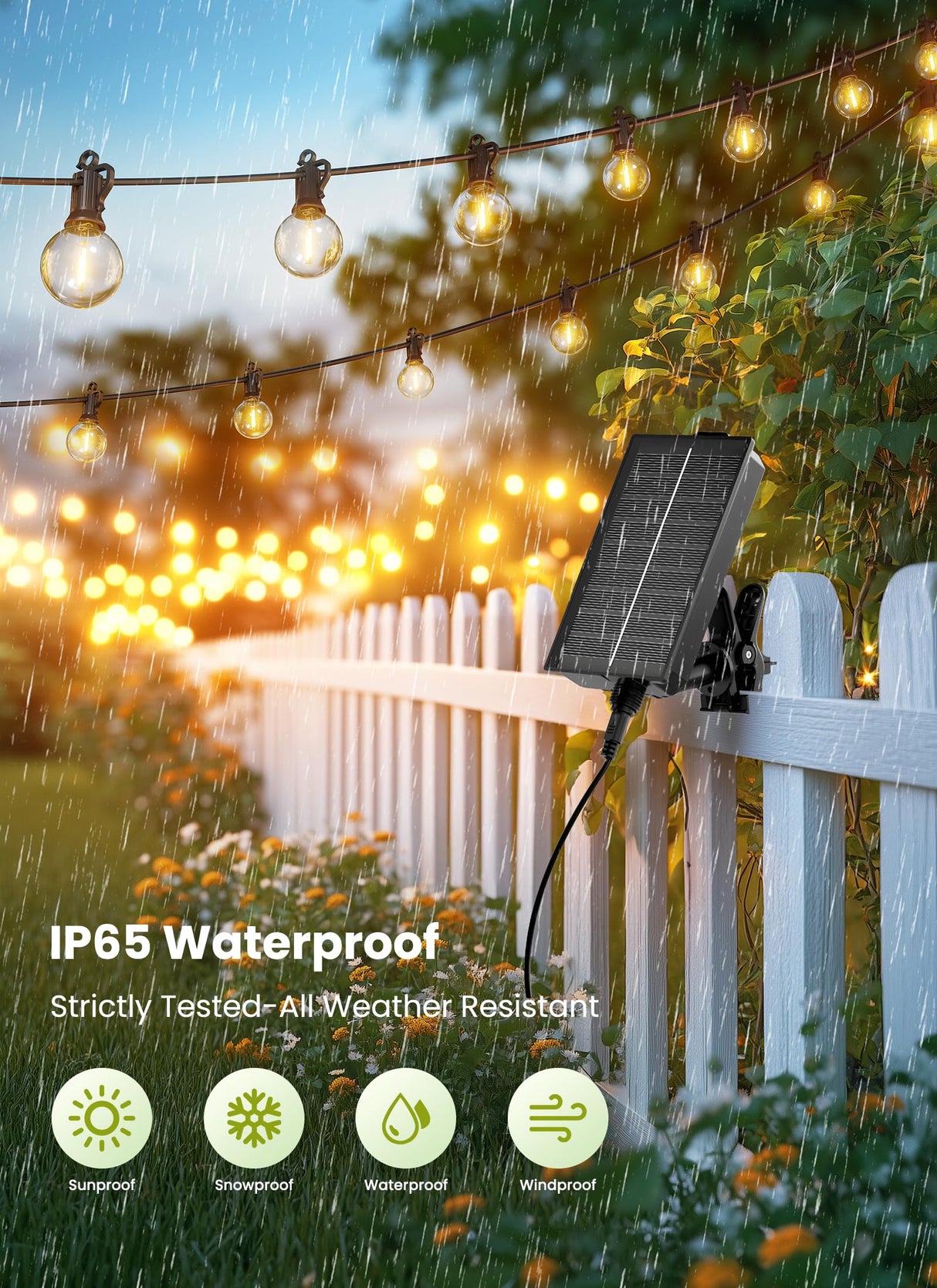 Brightown 58FT Solar String Lights Outdoor with Remote Cable Ties Hooks, 17 LED Shatterproof Bulbs, 3 Light Modes, Dimmer & Timer, Commercial Grade Patio Lights for Yard Balcony Pergola Party Decor