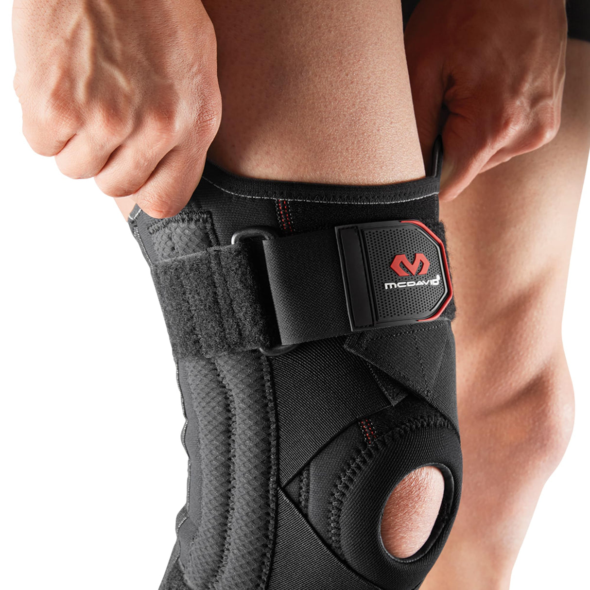 McDavid Knee Brace Support with Side Stays, Compression Knee Sleeve & Cross Straps for Patellar Tendon Support, Tendonitis, Arthritis Pain Relief, Recovery, Knee Brace for Men and Women