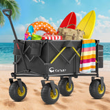CAtArt Beach Wagon with Big Wheels for Sand, 400LBS Foldable Wagons Carts