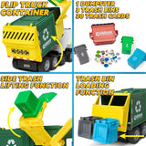 JOYIN Large Friction Powered Garbage Truck Toy Set, Includes Dumpster, Trash Bins, and Learning Cards for Kids, Boy Toys Birthday Gift for Boys Girls Kids Toddler Gift for Christmas