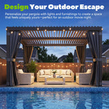 MELLCOM 10x12 Louvered Pergola Adjustable Roof w/Curtains & Mesh
