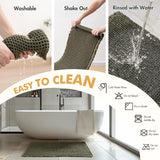 MIULEE Set of 2 Waffle Bathroom Rugs, Super Absorbent Non Slip Bath Rugs, Washable Bath Mats with Tassels, Ultra Soft Rubber Backed Shower Mats for Bathroom Floor, Tub, Christmas Green, 18x30 Inch