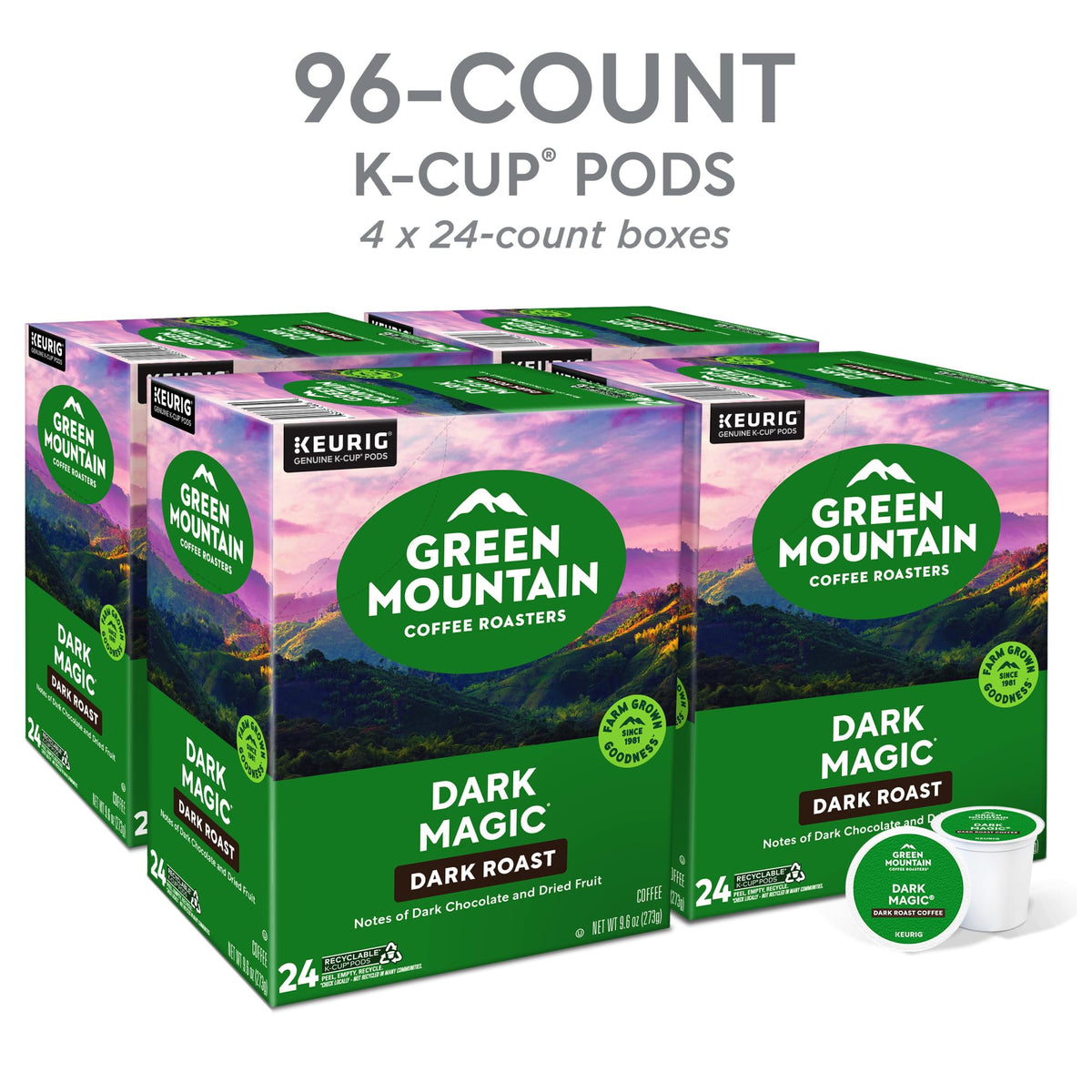 Green Mountain Dark Magic Coffee, K-Cup Pods, 96 Count