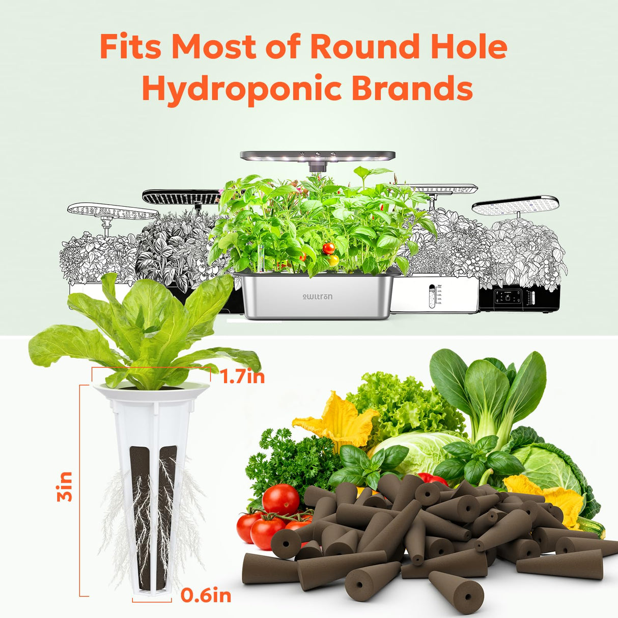 Owltron 165 Pcs Hydroponic Seed Pods Kits, Grow Anything Kit Pod for Indoor Herb Garden with 50 Sponges, 4 A&B Nutrient Plant Food, 30 Baskets, 50 Stickers, 30 Germination Domes, 1 Tweezer