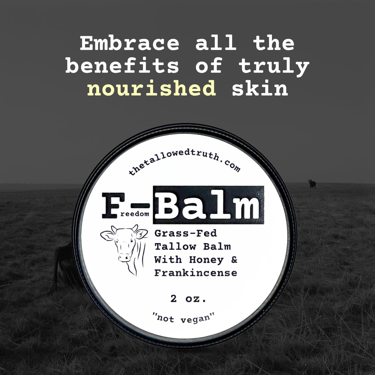 The Tallowed Truth F-Balm Tallow – Grass-fed, Grass-finished Tallow – 5 Ingredients Only – Canadian-made All Purpose Tallow Balm – Made in Canada – Tallow for Face & Body – 2 oz (1-Pack)