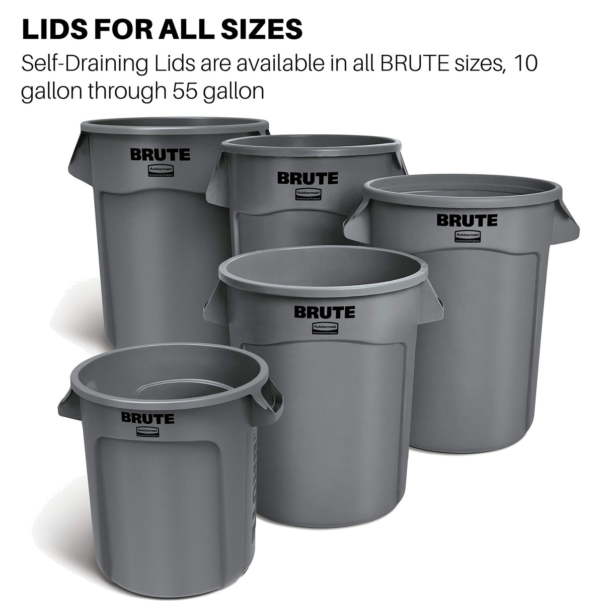 Rubbermaid Commercial Products BRUTE Heavy-Duty Round Trash/Garbage Lid, 55-Gallon, Gray, Compatible with Rubbermaid BRUTE 55-Gallon Can