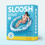 SLOOSH Inflatable Tanning Pool Lounger Float, 70" x 50" Pool Floats Adult with Pillow,Oval Suntan Tub Raft Floatie,Sunbathing Bed Lounge for Water Blow Up Kids Ball Pit Party Gifts,Blue