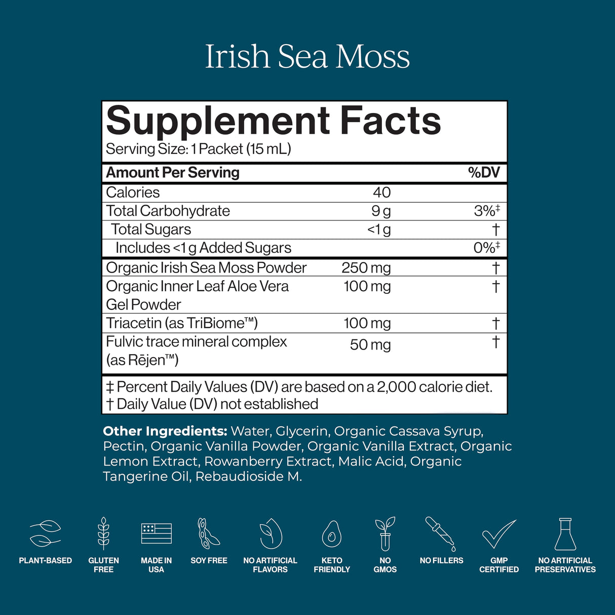 CYMBIOTIKA Irish Sea Moss Supplement, Organic Wildcrafted Sea Moss with Aloe Vera, Fulvic Minerals, Postbiotics, Gut, Immune, Skin Support, On The go Packet, 52 Servings, 2 Month Supply