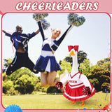 Sunnymove 2 Pcs Cheerleader Porch Goose Outfit Classroom Clothes Cheerleading Costume with Pom Poms and Bow for 23" Lawn Cement Goose Halloween Garden Yard Outdoor Classroom Decorations (Red)