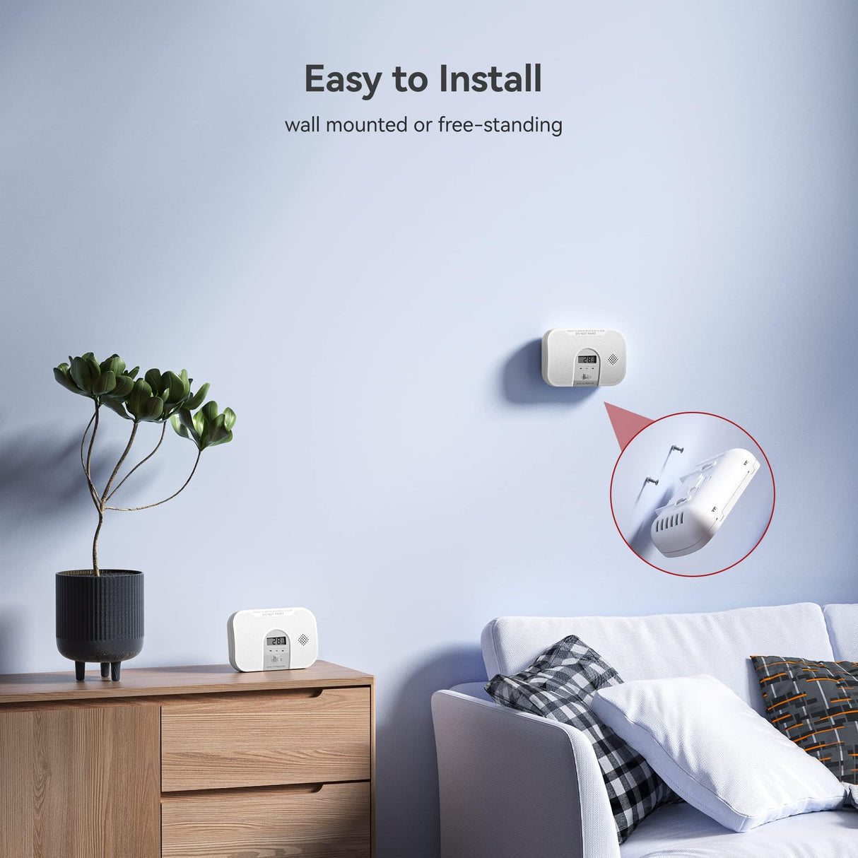 Siterlink Carbon Monoxide Detector, 10-Year Life Carbon Monoxide Alarm, Replaceable Battery CO Detector with LCD Digital Display and Test Button, 3 LED Lights CO Alarm for Home, GS828C-D, 4 Pack