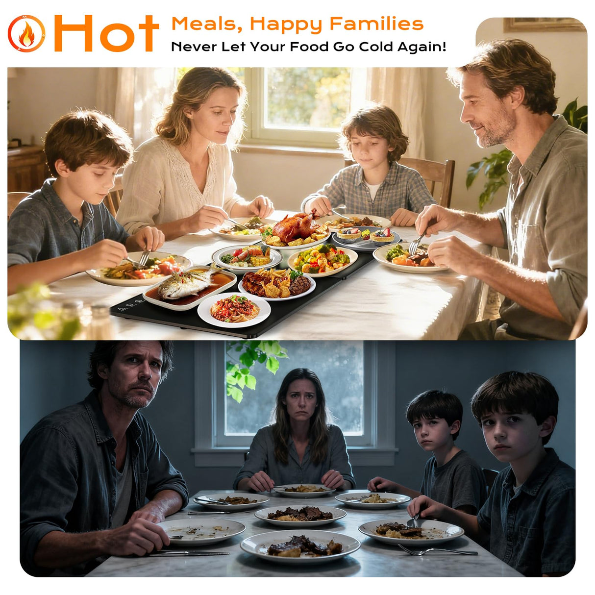 Electric Warming Mat for Food 32" x 12", Tempered Glass Top,Food Warmer Tray for Countertop, Parties Buffet,Gatherings,Adjustable 104–212°F with 1–12h Timer,Built-in Thermostat & Overheat Protection