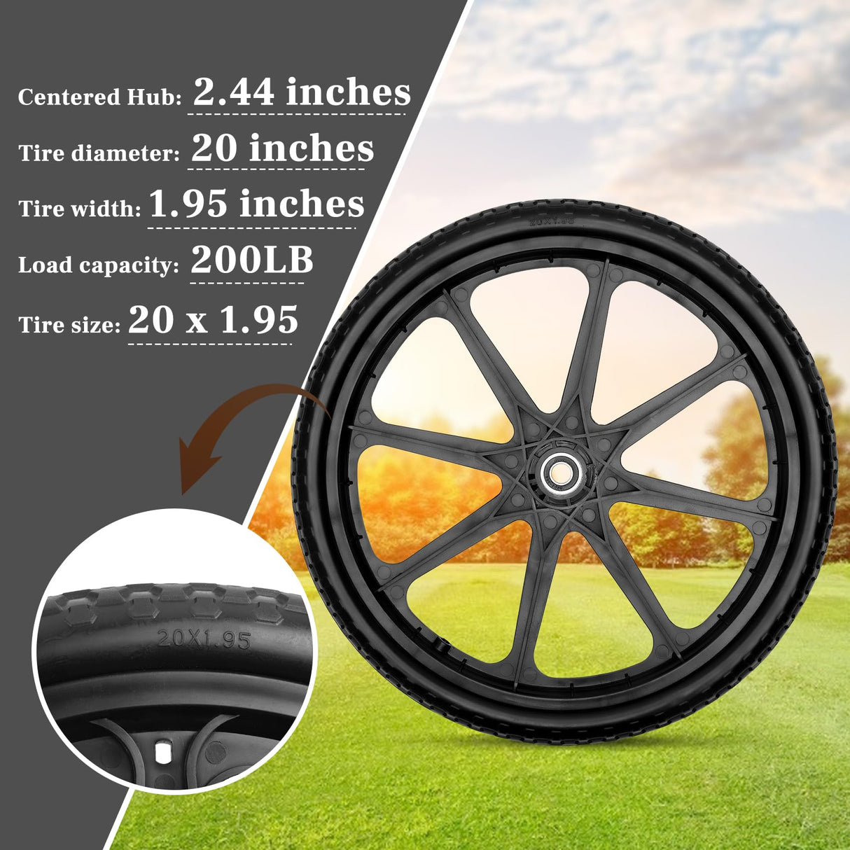 Upgraded 20" Flat Free Wheels for rubbermaid Wheelbarrow Tires