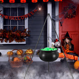 AYGXU Halloween Decorations Outdoor Indoor,Large Witches Cauldron on 52" Tripod with String Lights, Skeleton and Eyeballs,Hocus Pocus Decor,Witches Cauldron for Yard Patio Garden Lawn Decorations.