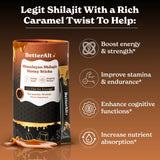 Better Alt Pure Himalayan Shilajit Caramel Honey Sticks with Organic Honey| Easy to Consume Shilajit| 30 Sticks for Energy Boost & Immune Support, 85+ Trace Minerals, 75%+ Fulvic Acid