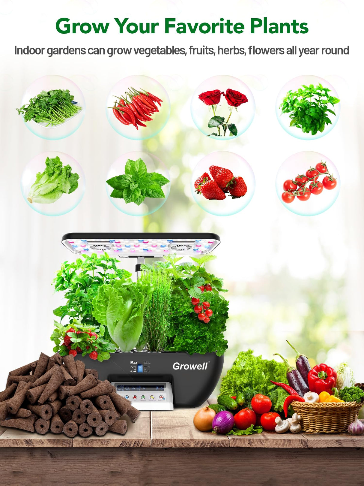 Growell 240 Pcs Hydroponic Pods Kit, 120 Grow Sponges & 120 Pod Labels