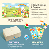 HELLO 2 KIDS Praise Bunny Christian Baby Gift Set – 11” Musical Plush with 3 Bible Songs, Blessing Book, Keepsake Box & Stickers – Perfect Christmas, Baptism, Christening Gift for Boys & Girls