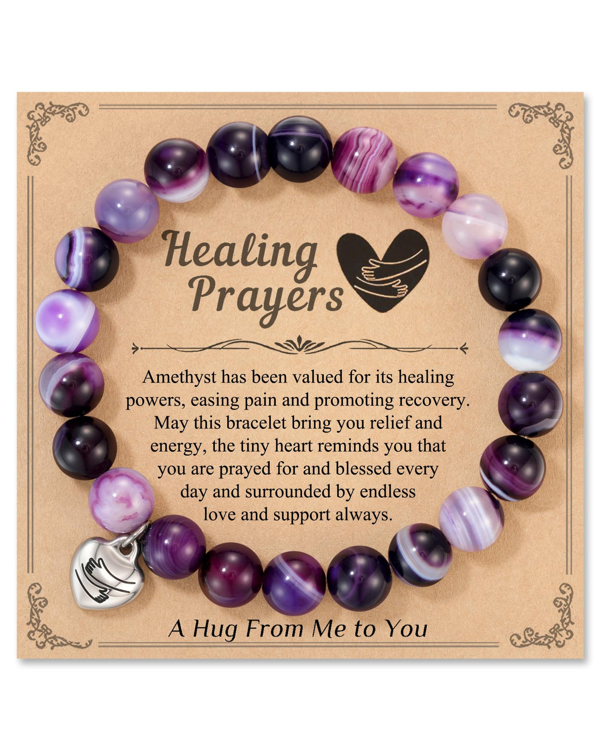 Inspirational Get Well Gift for Women After Surgery Healing Purple Bracelet