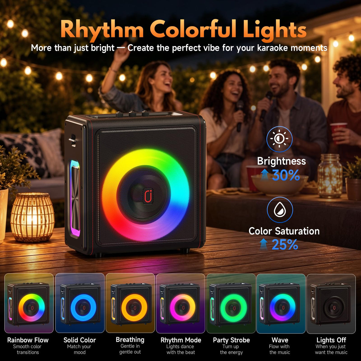 Karaoke Machine for Adults with 2 Wireless Microphones, 200W PA System