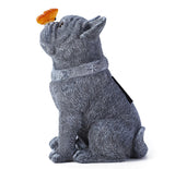Scoomor Solar French Bulldog Garden Statue with Butterfly, Outdoor Frenchie Sculpture Decor for Patio, Yard & Lawn, Unique French Bulldog Gifts & Dog Memorial Statue,10 Inch, Resin (Grey Stone)