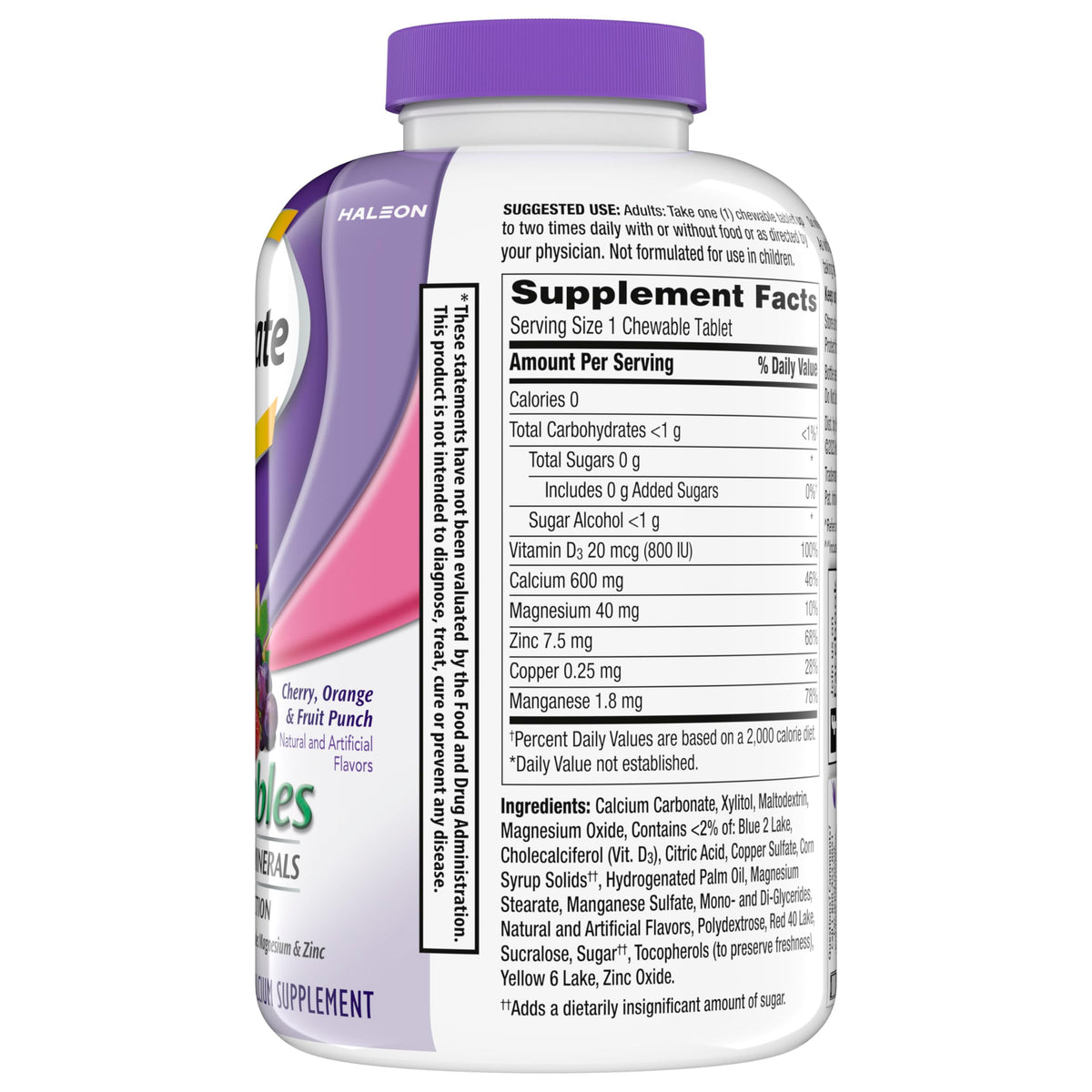 Caltrate Chewables 600 Plus D3 Vitamin D and Calcium Supplement, 155 count