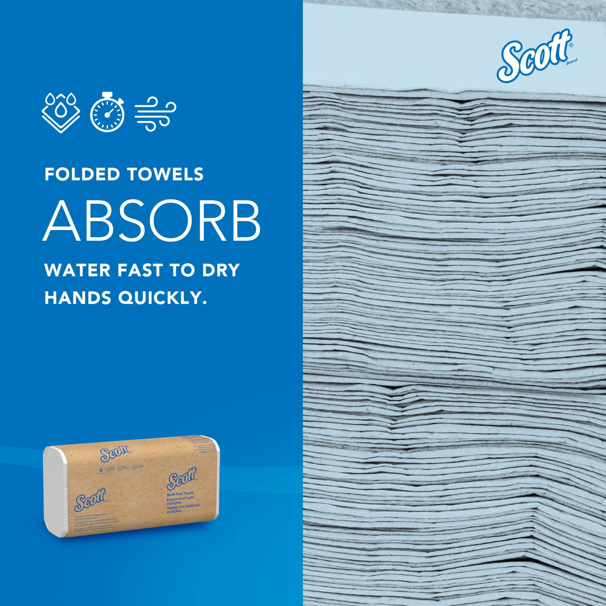 Scott Professional Universal Multifold Paper Towels, Bulk (01840), Absorbency Pockets, White, 9.2'x9.4' Towel, Compressed, Compact (250 Sheets/Pack, 16 Packs/Case, 4,000 Sheet Total)