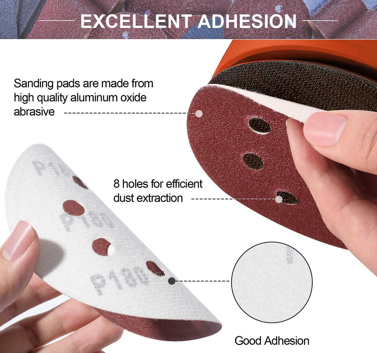 S SATC 150 PCS Sanding Disc 60 80 100 120 150 180 240 320 400 600 Grit Sanding Discs 5 Inch 8 Hole Hook and Loop Sanding Discs for Random Orbital Sander