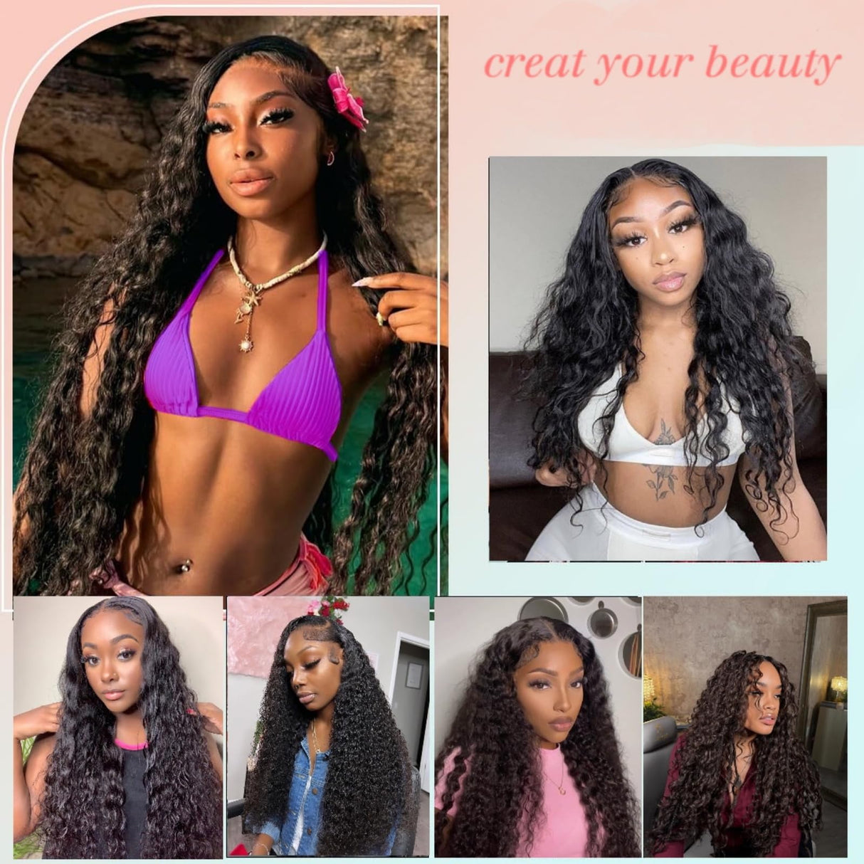 Ksfull Deep Wave Lace Front Human Hair Wigs for Black Women 5x5 Hd Lace Closure Wig Curly Human Hair Pre Cut Wear and Go Glueless Wet and Wavy Wigs Pre Plucked 180% Density Natural Color 22 inch