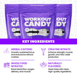 Gains in Bulk Workout Candy, Pre Workout Chews with Creatine and Caffeine for Energy, Focus, Muscle and Pump, Nitric Oxide Support, Supplements for Men and Women, Sour Fruit, 90 Vegetarian Chews