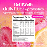 Belli Welli Daily Fiber Supplement Packets with Collagen, Probiotics & Electrolytes | Single Serve Packets for Gut Health, Digestion & Debloating | Variety | 10 Count