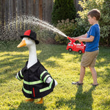 VercanMonth Porch Goose Outfit for 23‘' Porch Goose Geese Statue Halloween Clothes Costume Yard Patio Lawn Garden Decor(Firefighter)