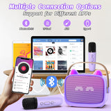 Mini Karaoke Machine Toys Gifts,Kids Portable MP3 Player with 2 Wireless Microphone and LED,Christmas Birthday Gifts for Girls Boys 3 4 5 6 7 8+ Year Old (Purple)