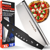 16-Inch Pizza Cutter Rocker Blade, 304 Stainless Steel Slicer Knife, Silver