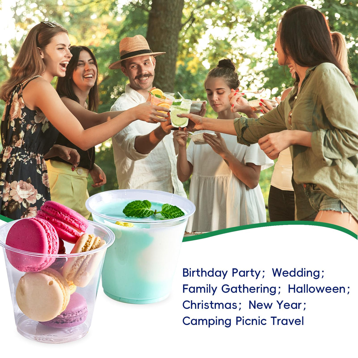 JOLLY CHEF 300 Pack Clear Plastic Cups, 9 oz Crystal Clear PET Party Cups, Classic Clear Disposable Wine Cups for Wedding, Thanksgiving, Birthday, Halloween, Christmas Party